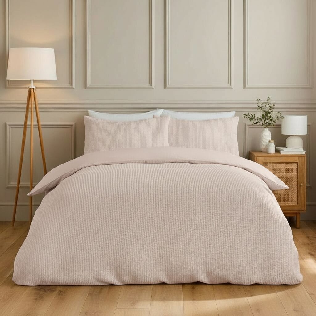 Waffle Bedcover - Baby Pink