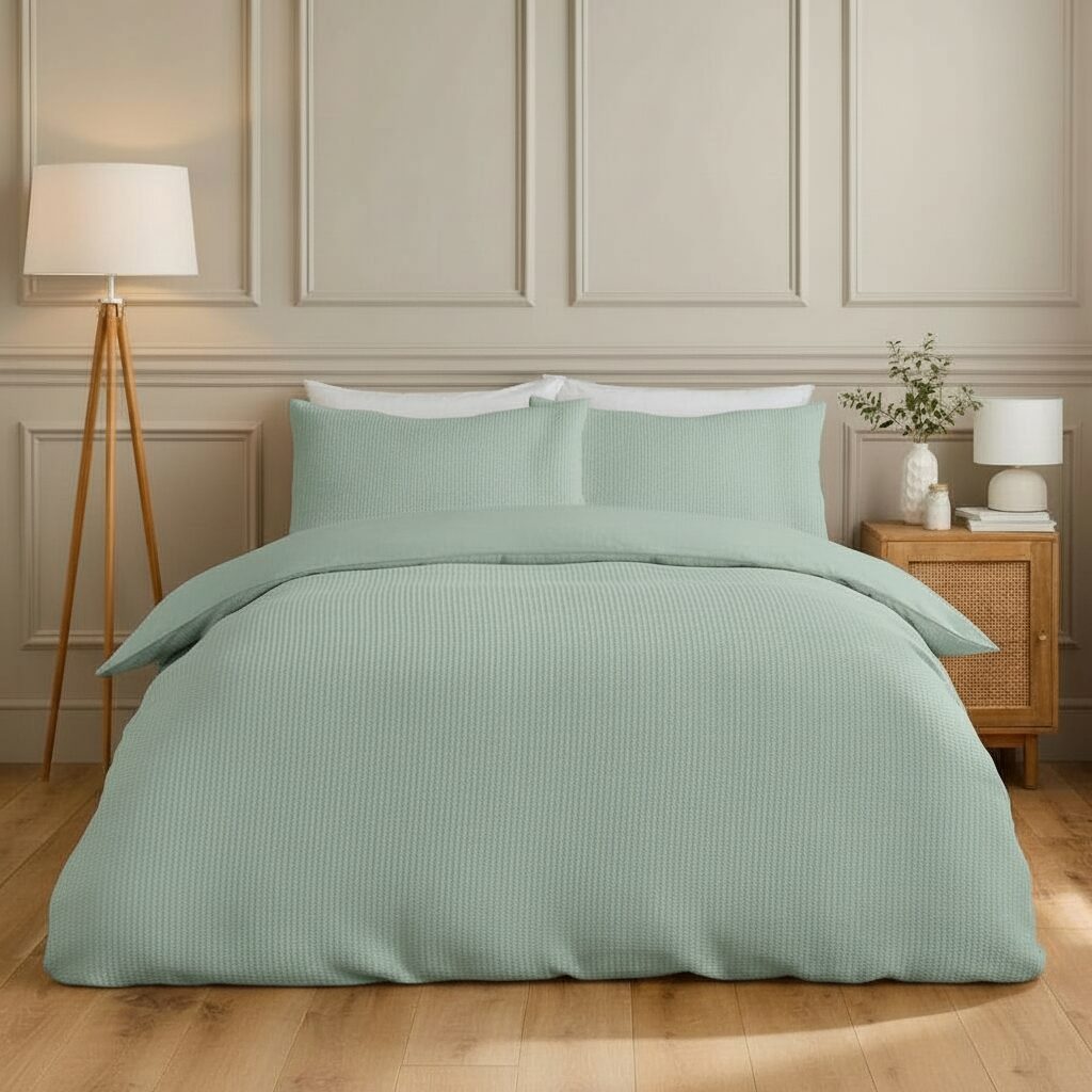 Waffle Bedcover - Mint Green